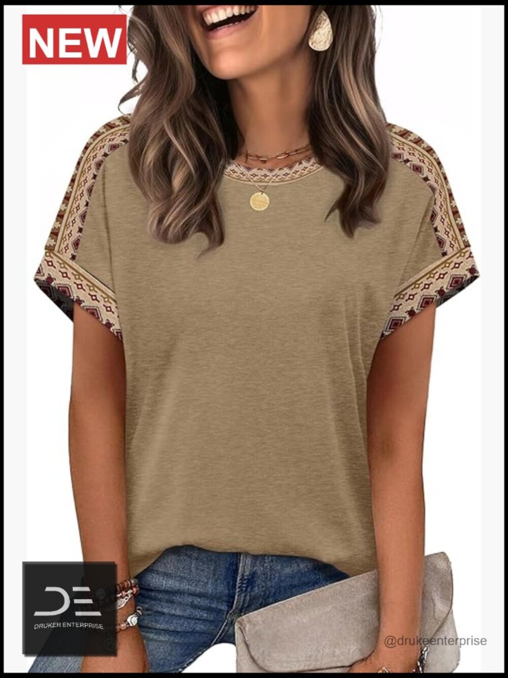 Women's Cap Sleeve Crew Neck T-Shirt 60%Polyester,35%Rayon,5%Spandex